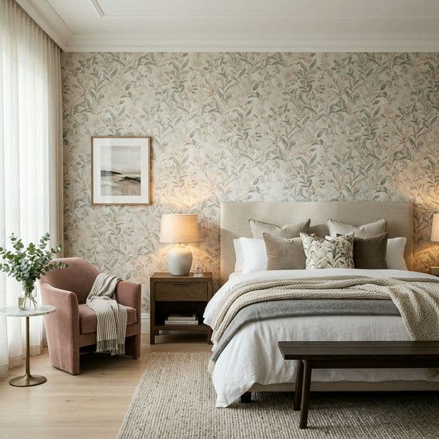 Wallpaper installation service on interior wall